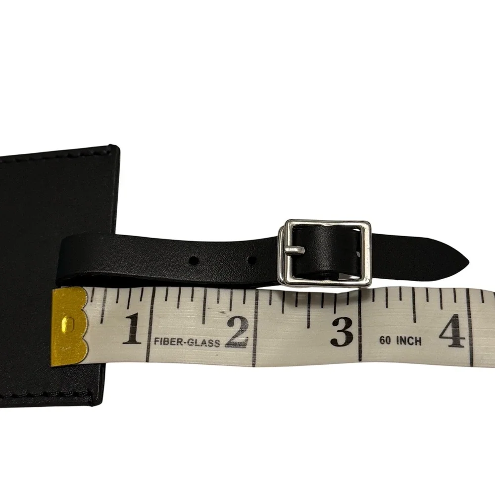 Rimowa Black Leather Luggage Tag with Silver Buckle Strap Travel Accessory